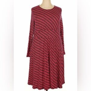 NEW Boden Womens Thea Midi Dress Size 20/22 Red Geo Charm Long Sleeve ECOVERO